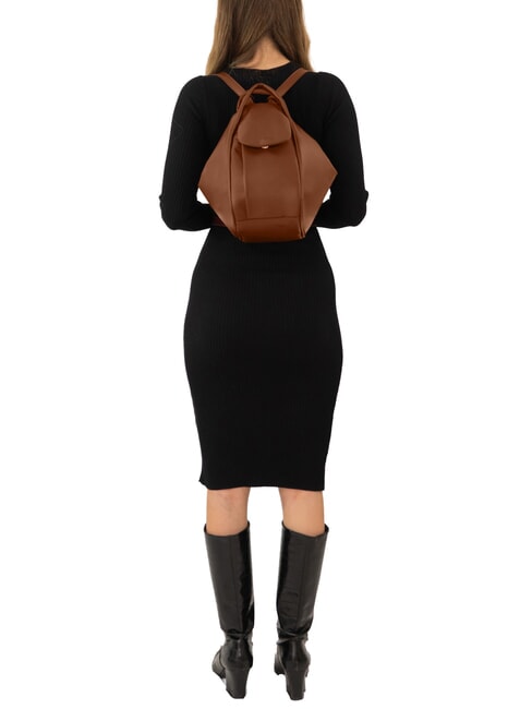 TRIO Sac &agrave; dos en cuir nappa chocolat - Sacs pour Femme