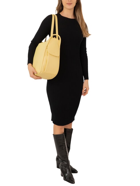 TRIO Sac &agrave; dos en cuir nappa jaune - Sacs pour Femme