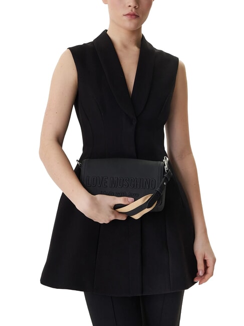 SIGNATURE LOVE Sac bandouli&egrave;re &agrave; rabat Noir - Sacs pour Femme