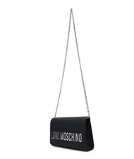 LOVE MOSCHINO SMART DAILY Pochette avec bandouli&egrave;re cha&icirc;ne laque noire - Sacs pour Femme - 4