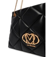 LOVE MOSCHINO EMBOSSED Sac bandouli&egrave;re avec anses en cha&icirc;ne Noir - Sacs pour Femme - 3