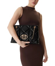 LOVE MOSCHINO EMBOSSED Sac bandouli&egrave;re avec anses en cha&icirc;ne Noir - Sacs pour Femme - 5