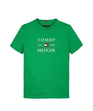 TOMMY HILFIGER TH KIDS T-shirt avec logo maxi imprim&eacute; vert &eacute;clatant - Tee-shirt enfant - 4