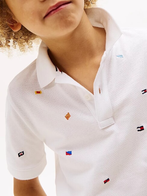 TH KIDS Polo &agrave; manches courtes pour enfant avec broderie blanc - Tee-shirt enfant