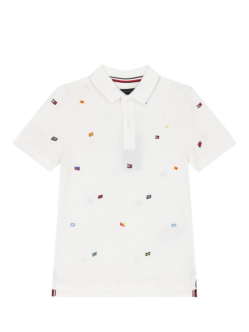 TH KIDS Polo &agrave; manches courtes pour enfant avec broderie blanc - Tee-shirt enfant