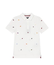 TOMMY HILFIGER TH KIDS Polo &agrave; manches courtes pour enfant avec broderie blanc - Tee-shirt enfant - 4