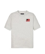 TOMMY HILFIGER TH KIDS T-shirt &agrave; manches courtes avec drapeau bruy&egrave;re blanche comme neige - Tee-shirt enfant - 4