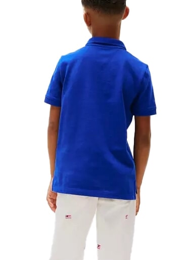TH KIDS polo en coton &agrave; manches courtes bleu en coin - Tee-shirt enfant