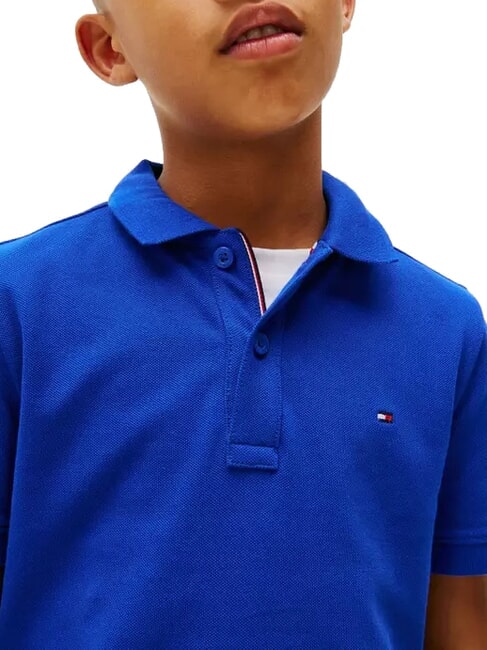 TH KIDS polo en coton &agrave; manches courtes bleu en coin - Tee-shirt enfant