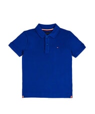 TOMMY HILFIGER TH KIDS polo en coton &agrave; manches courtes bleu en coin - Tee-shirt enfant - 4