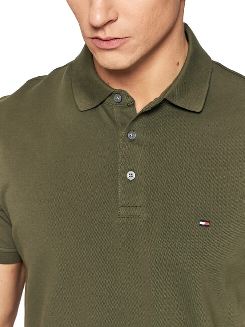 1985  1985 Polo coupe slim vert arm&eacute;e - chemise polo