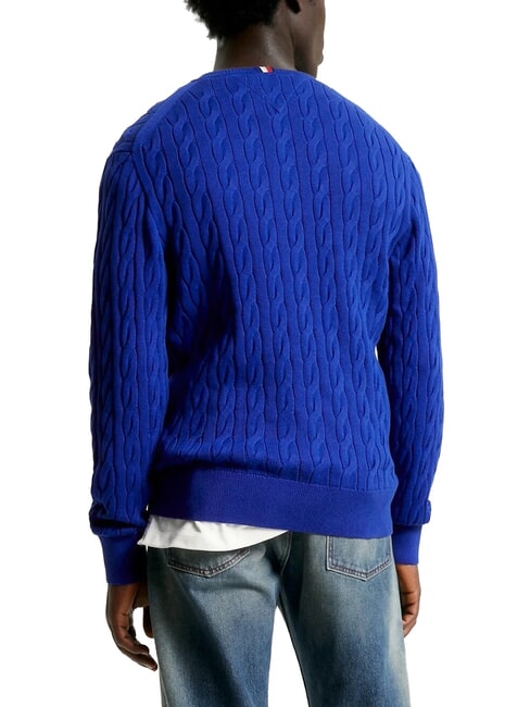 TH  Pull col rond bleu en coin - Pulls pour hommes