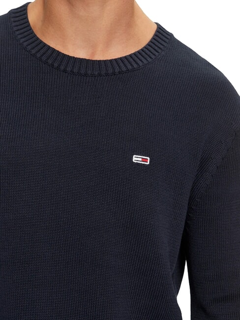 TH JEANS  Col rond en coton marine nuit noire - Pulls pour hommes