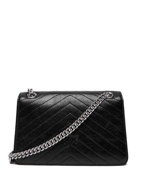 LOVE ONE LIGHT Petit sac en cuir matelass&eacute; limousine noire - argent mat - Sacs pour Femme