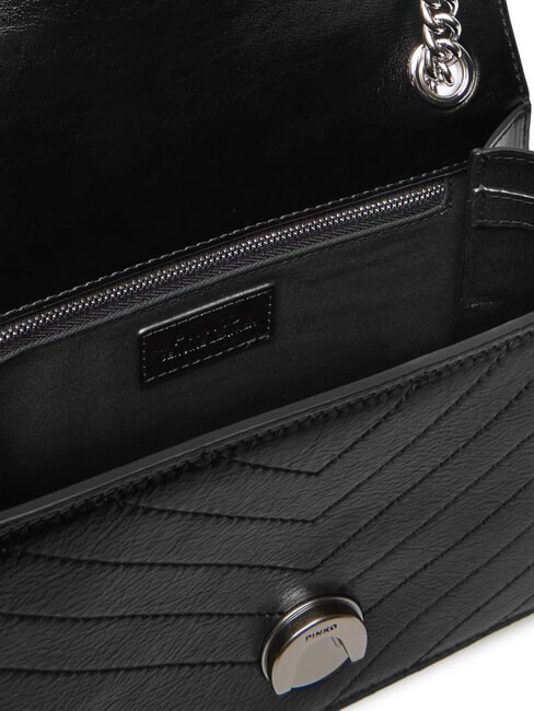 LOVE ONE LIGHT Petit sac en cuir matelass&eacute; limousine noire - argent mat - Sacs pour Femme