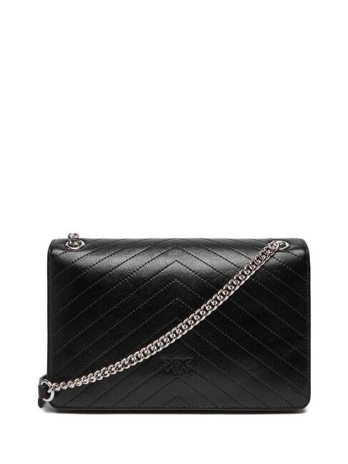 LOVE ONE LIGHT Sac en cuir matelass&eacute; de taille moyenne limousine noire - argent mat - Sacs pour Femme