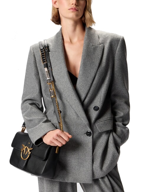 LOVE ONE sac bandouli&egrave;re en cuir noir-or antique - Sacs pour Femme