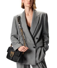 PINKO LOVE ONE sac bandouli&egrave;re en cuir noir-or antique - Sacs pour Femme - 4