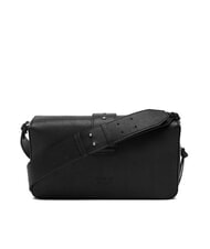 PINKO LOVE ONE sac bandouli&egrave;re en cuir limousine noire - argent mat - Sacs pour Femme - 4