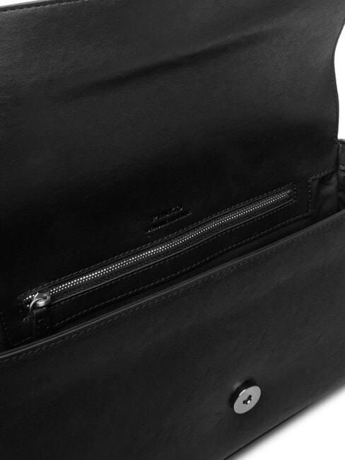 LOVE ONE sac bandouli&egrave;re en cuir limousine noire - argent mat - Sacs pour Femme