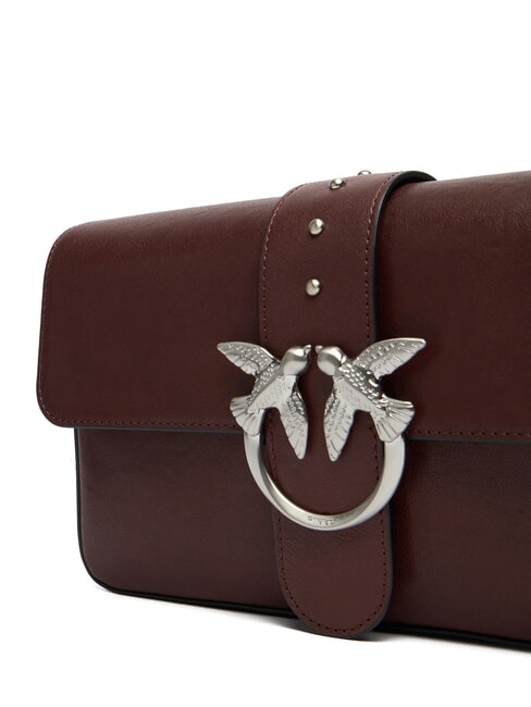 LOVE ONE sac bandouli&egrave;re en cuir ch&acirc;taigne brun argent mat - Sacs pour Femme