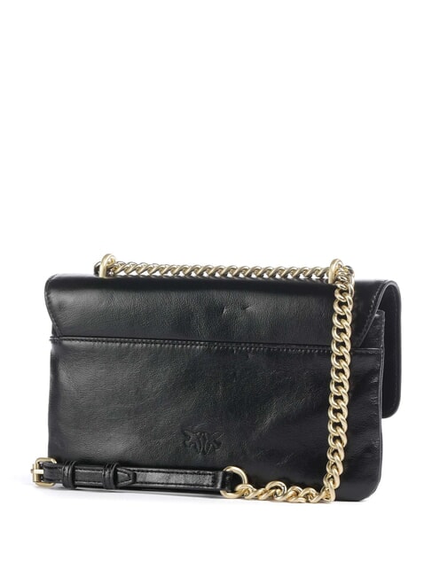 LOVE BAG Sac bandouli&egrave;re fin en cuir Limousine noire - or mat - Sacs pour Femme