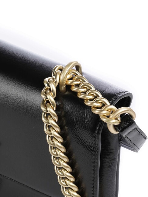 LOVE BAG Sac bandouli&egrave;re fin en cuir Limousine noire - or mat - Sacs pour Femme