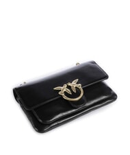 PINKO LOVE BAG Sac bandouli&egrave;re fin en cuir Limousine noire - or mat - Sacs pour Femme - 4