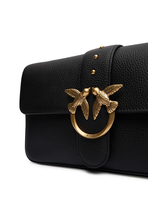 LOVE ONE Sac bandouli&egrave;re en cuir avec rabat noir-or antique - Sacs pour Femme