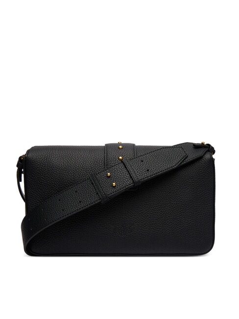 LOVE ONE Sac bandouli&egrave;re en cuir avec rabat noir-or antique - Sacs pour Femme