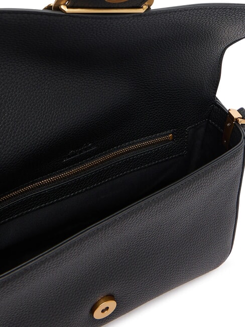 LOVE ONE Sac bandouli&egrave;re en cuir avec rabat noir-or antique - Sacs pour Femme