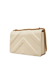 PINKO LOVE ONE CLASSIC Sac bandouli&egrave;re en cuir blanc de soie-or antique - Sacs pour Femme - 2