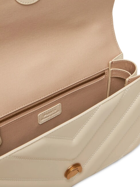 LOVE ONE CLASSIC Sac bandouli&egrave;re en cuir blanc de soie-or antique - Sacs pour Femme