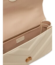 PINKO LOVE ONE CLASSIC Sac bandouli&egrave;re en cuir blanc de soie-or antique - Sacs pour Femme - 5