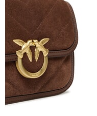 PINKO LOVE BOX sac bandouli&egrave;re en cuir su&eacute;d&eacute; ch&acirc;taigne brun or mat - Sacs pour Femme - 3