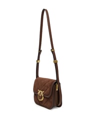 PINKO LOVE BOX sac bandouli&egrave;re en cuir su&eacute;d&eacute; ch&acirc;taigne brun or mat - Sacs pour Femme - 4