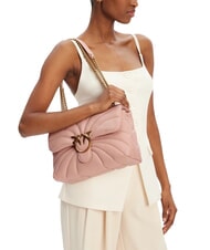PINKO LOVE PUFF CLASSIC Sac bandouli&egrave;re en cuir nappa poudre-or antique - Sacs pour Femme - 5