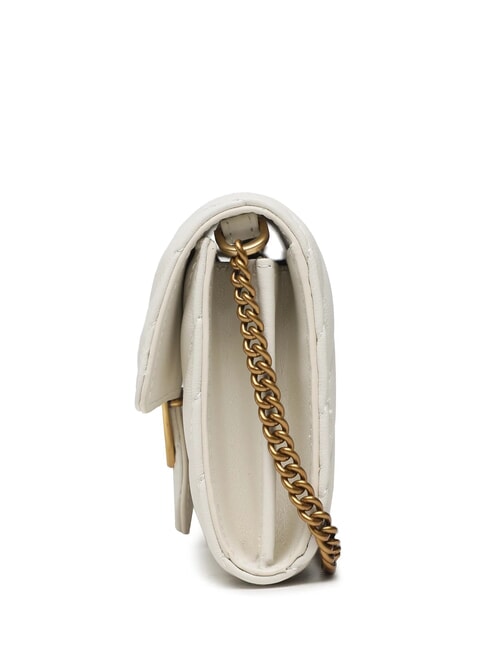 LOVE ONE Pochette en cuir &agrave; chevrons blanc de soie-or antique - Sacs pour Femme