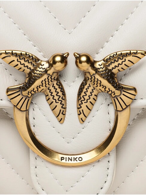 LOVE ONE Pochette en cuir &agrave; chevrons blanc de soie-or antique - Sacs pour Femme