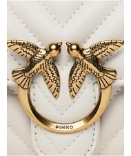 PINKO LOVE ONE Pochette en cuir &agrave; chevrons blanc de soie-or antique - Sacs pour Femme - 4