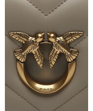 PINKO LOVE CLICK Mini sac en cuir matelass&eacute; noyer-or antique - Sacs pour Femme - 3