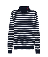 TOMMY HILFIGER TH pull &agrave; col roul&eacute; en m&eacute;lange de coton marine nuit blanche rayures bretonnes - Pulls pour hommes - 4