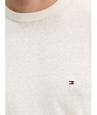 TOMMY HILFIGER TH pull ras du cou en lin m&eacute;lang&eacute; p&eacute;tale d'ivoire - Pulls pour hommes - 4