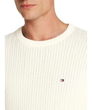 TOMMY HILFIGER TH pull &agrave; col rond en maille torsad&eacute;e p&eacute;tale d'ivoire - Pulls pour hommes - 3