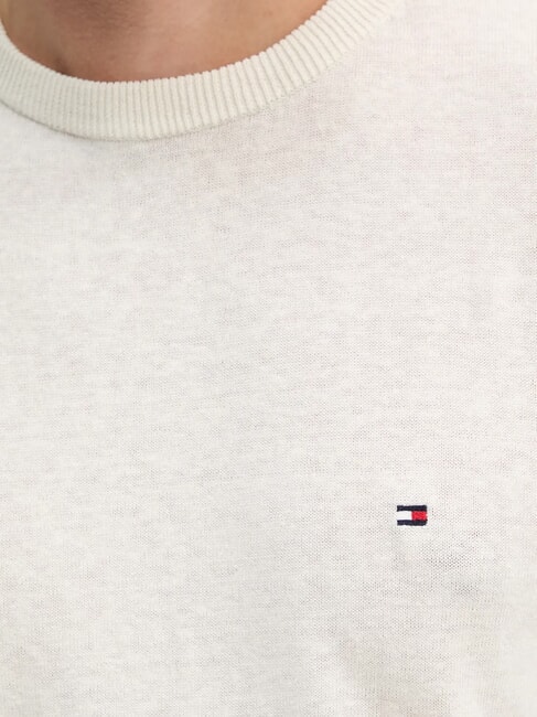 TH pull ras du cou en lin m&eacute;lang&eacute; p&eacute;tale d'ivoire - Pulls pour hommes