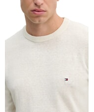 TOMMY HILFIGER TH pull ras du cou en lin m&eacute;lang&eacute; p&eacute;tale d'ivoire - Pulls pour hommes - 3