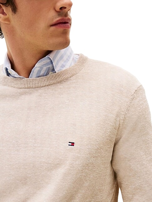 TH pull ras du cou en lin m&eacute;lang&eacute; logo afterglow / sable rose - Pulls pour hommes