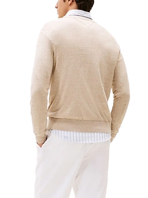 TH pull ras du cou en lin m&eacute;lang&eacute; logo afterglow / sable rose - Pulls pour hommes