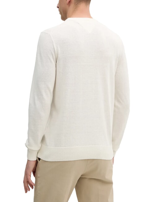 TH pull ras du cou en lin m&eacute;lang&eacute; p&eacute;tale d'ivoire - Pulls pour hommes