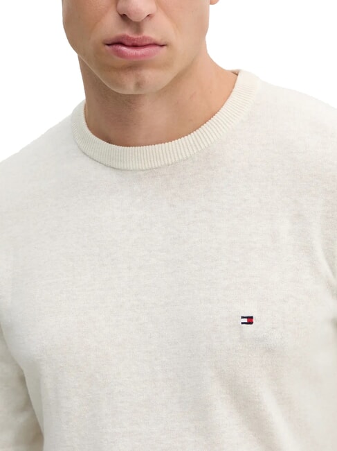TH pull ras du cou en lin m&eacute;lang&eacute; p&eacute;tale d'ivoire - Pulls pour hommes